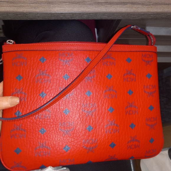 MCM Handbags - MCM Red Pouchette Shoulder Bag